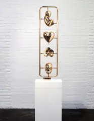 Joseph Klibansky, Elements of Life (part of the Elements Series), 2012, mirror-polished bronze on Thassos marble base