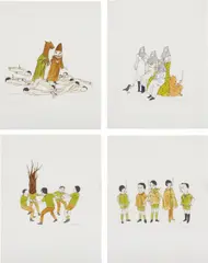 Untitled (4 Works) by Marcel Dzama, 2002, ink and watercolour on paper, sold Apr 2014