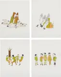 Untitled (4 Works) by Marcel Dzama, 2002, ink and watercolour on paper, sold Apr 2014
