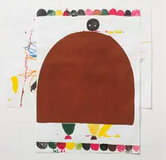 Noam by Tal R, 2007, tempera, crayon and collage on paper, offered Apr 2014