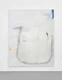 David Ostrowski, F (Gee Vaucher), 2012, acrylic, lacquer and paper on canvas, in artist’s wooden frame