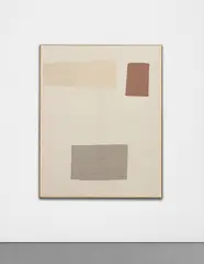 Ethan Cook, Untitled, 2013, hand woven cotton canvas collage, in artist’s frame