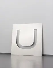 U Stencil by Wade Guyton, 2006, stainless steel, sold Jul 2014