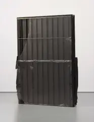 Black Slab by Oscar Tuazon, 2010, steel, charred plywood, cardboard, perspex, asphalt paste, asphalt felt, glue, silicone, spray enamel, epoxy resin, offered Jul 2014
