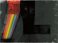 Arc en Ciel by Sterling Ruby, acrylic spray paint, collage and mixed media on paper, sold Jul 2014