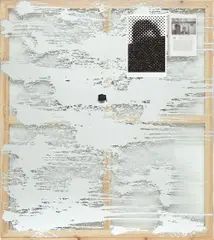 Michael Wilkinson, Wanted mirror 7, 2011, etched mirror mounted on frame, book page, digital print, painted badge, beeswax