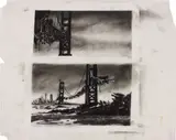 Robert Longo, Two views of Heaven/The Bridge SC#110, 1993, charcoal, acrylic and ink on vellum
