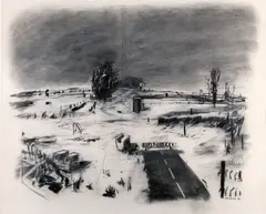 Empty landscape with cul-de-sac by William Kentridge, 1990, charcoal on paper, sold Jul 2014