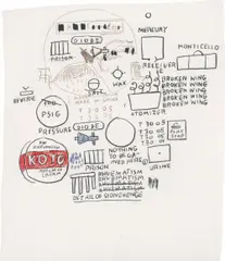 Untitled by Jean-Michel Basquiat, 1987, coloured pencil and charcoal on paper, sold Jul 2014