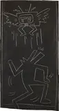 Keith Haring, Untitled (Dog-man, flying T.V), 1982, chalk on paper