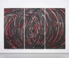 Untitled by Aaron Young, 2009, oil, rubber, acrylic on aluminium (in three parts), sold Jul 2014
