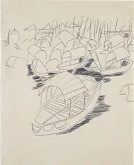 Boats by Andy Warhol, 1956, pen on paper, sold Jul 2014