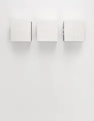 Untitled: White Loop Painting # 1 by Jason Martin, 1997, oil on polished stainless steel (in three parts), sold Jul 2014