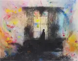 Friedrich Kunath, Frühling und Schicksal (Spring and Fate), 2009, screenprint, pigment and mixed media on canvas