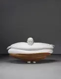 Erwin Wurm, Adorno as Oliver Hardy in the Bohemian Girl (1936) and the Burden of Desperation, 2006, resin, corduroy