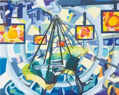 Franz Ackermann, Transall delivering a piece of my hometown, 2001, oil on canvas