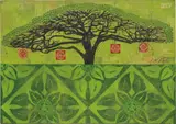 Shepard Fairey, Monkey Pod (Green), 2009, collage, stencilled spray paint on canvas