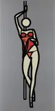 This is Shahnoza (silver) by Julian Opie, 2006, silkscreen ink and spray paint on wooden board, sold Jul 2014