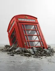 Banksy, Submerged Phone Booth, 2006, metal, acrylic glass