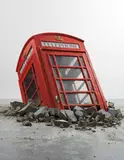 Banksy, Submerged Phone Booth, 2006, metal, acrylic glass