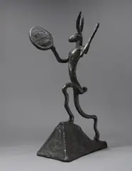 Barry Flanagan Ra, Left Handed Drummer, 1997, bronze with dark brown and black patina