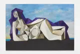 Grey Nude/Purple Cape by George Condo, 1991, oil on linen, sold Oct 2014