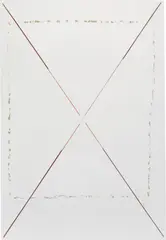 Richard Aldrich, Untitled (X painting on surface showing three distinct levels), 2008, acrylic, mixed media on linen