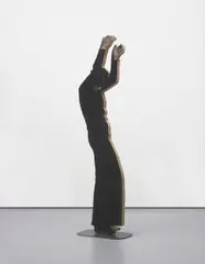 Untitled (Figure) by David Noonan, 2008, screen printed jute, plywood, steel stand, offered Oct 2014