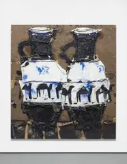 Manolo Valdés, Anforas, 2007, oil, hessian and cloth collage on hessian