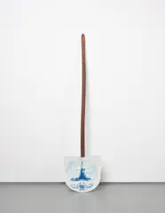 Delft Shovel (A) by Wim Delvoye, 1990, enamel on metal shovel, wooden handle, sold Oct 2014
