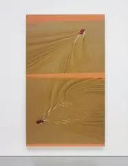 Dirk Skreber, Untitled, 2001, oil, lacquer and PVC tape on panel