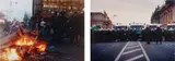 Josephine Meckseper, Two works: (i) Untitled (Berlin Demonstration, Fire, Cops), 2002; (ii) Untitled (Berlin Demonstration, Police Brigade), 2002, two chromogenic prints, Diasec mounted