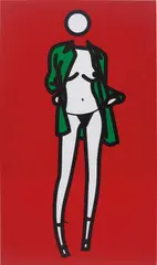 Woman Taking Off Man's Shirt #2 by Julian Opie, 2003, vinyl on wooden stretcher, sold Oct 2014