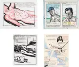 Four Works: (i) Untitled (Between the promise), 2002; (ii) Untitled (All useful morality), 1992; (iii) Untitled (How many wars), 1990; (iv) Untitled (Mayor Bradley) by Raymond Pettibon, ink on paper, offered Oct 2014