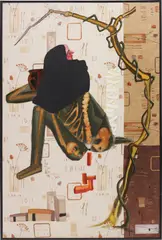 Atul Dodiya, Woman from Kabul, 2001, acrylic, marble dust on fabric, in artist's frame