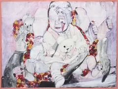 Philippe Pasqua, Composition, acrylic, pencil, printed material, paper collage, in artist's frame