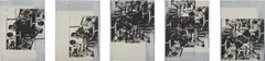 Not Working III (pentaptych) by Nathan Hylden, 2007, spray paint, silkscreen on paper, in five parts, offered Oct 2014