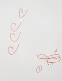 Amanda Ross-Ho, Correction #50 (CCCC), 2009, various red acrylic paints and gesso on canvas