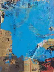Josh Smith, Untitled, 2008, oil, varnish, crayon, collage on panel