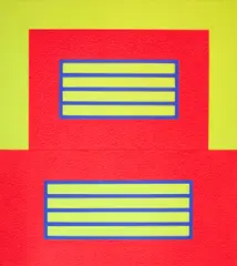 Two Horizontals Prisons by Peter Halley, 2005, acrylic Day-Glo paint and Roll-a-Tex on canvas, sold Dec 2014