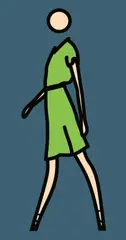 Julian Opie, Suzanne walking in green dress, 2007, vinyl over wooden stretcher