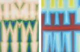 Tauba Auerbach, Fold Slice Topo I & II, 2011, colour aquatint etching on paper