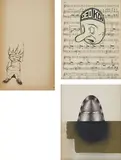 Barry McGee, Three works: (i) Untitled, 1998; (ii) Untitled, circa 1993 ; (iii) Untitled, circa 1993, (i) ink, graphite, oil on printed sheet music paper, in artist's frame (ii) ballpoint pen on paper, acrylic on textured paper, in artist's frame (iii) felt-tip pen on paper, in artist's frame