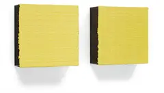 Lime Loop Painting No. 1 by Jason Martin, 1997, oil on polished stainless steel, in two parts, sold Dec 2014