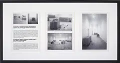 24 Blocks of Concrete Constantly Moved During a Day's Work by Paid Workers by Santiago Sierra, 1999, three framed black and white photographs with text, offered Dec 2014