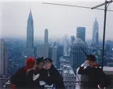 Norman Parkinson, Hat fashions, the New York skyline from the roof of the Condé Nast building on Lexington Avenue