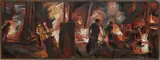 Komar & Melamid, Brass foundry, 1988, oil on canvas on wood panel, in artist's steel frame