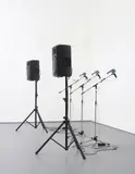 Michael Sailstorfer, Untitled (trio), 2008, hairdryers, speakers, stands, cables