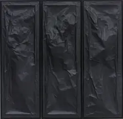 Loris Gréaud, Underworks - Black Edit, 2008-2010, moulded resin on foil-backed canvas, in artist's frames, in three parts