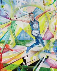 On Point by Clayton Brothers, 2008, acrylic, paper collage on canvas, sold Dec 2014